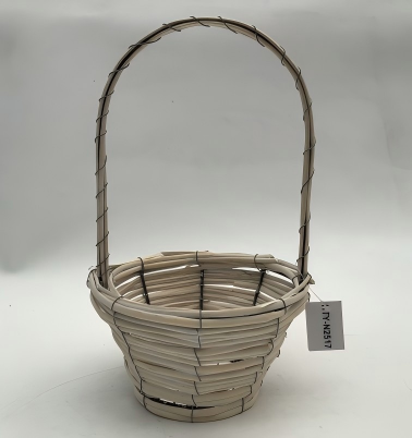 White Willow Floral Basket with Handle & Liner– Washed White