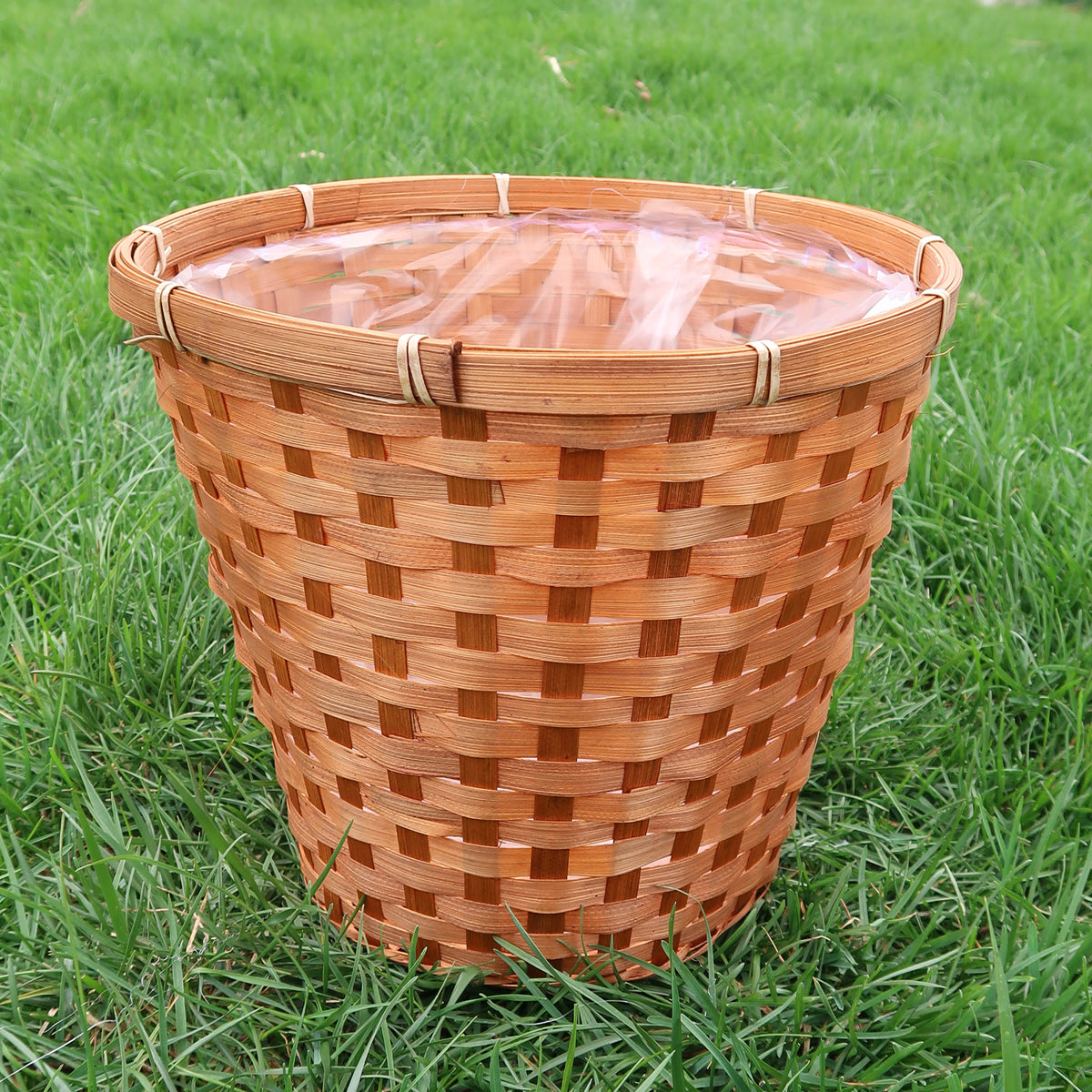 Bamboo Planter Basket with Liner – Fits 8"/10"/12" Pots