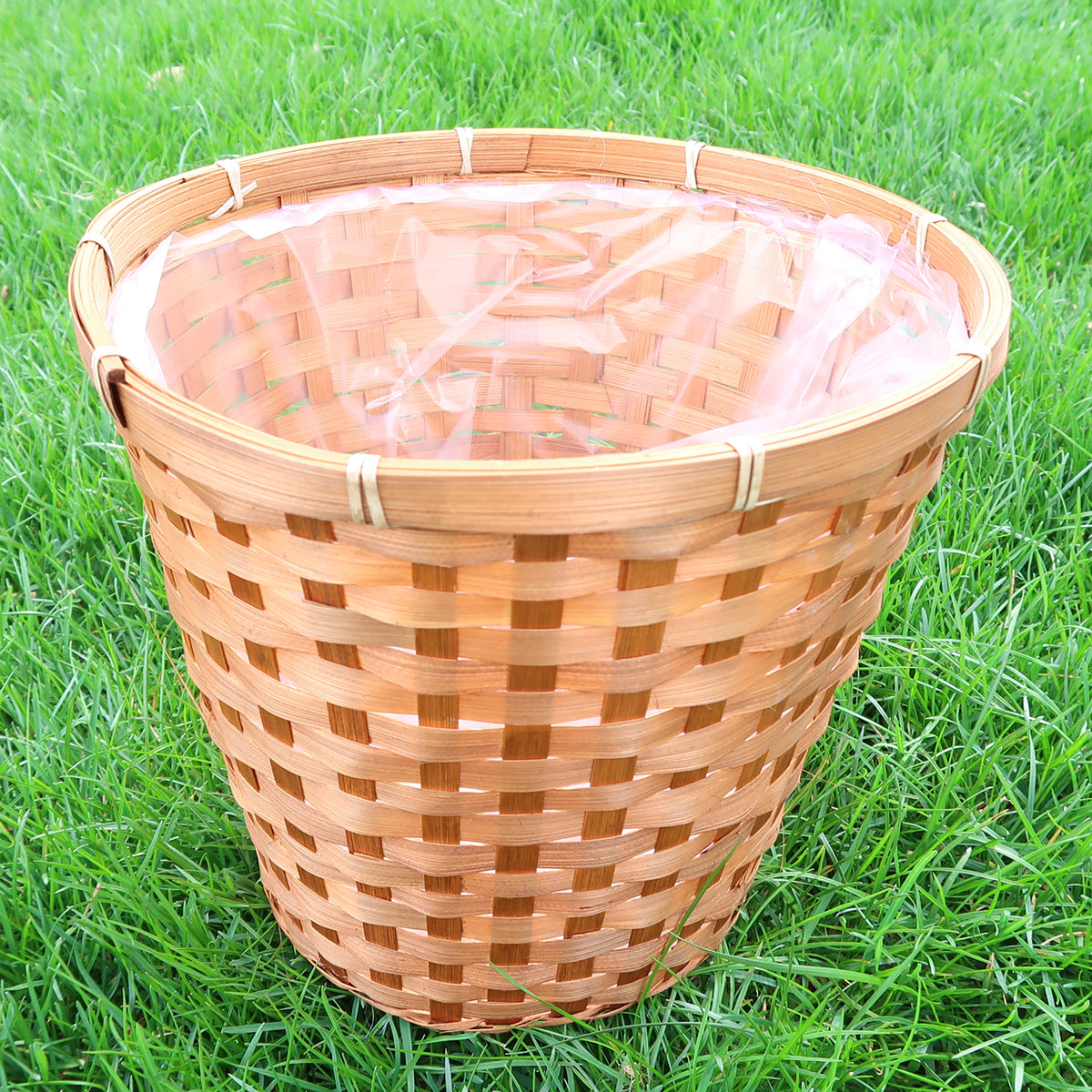 Bamboo Planter Basket with Liner – Fits 8"/10"/12" Pots