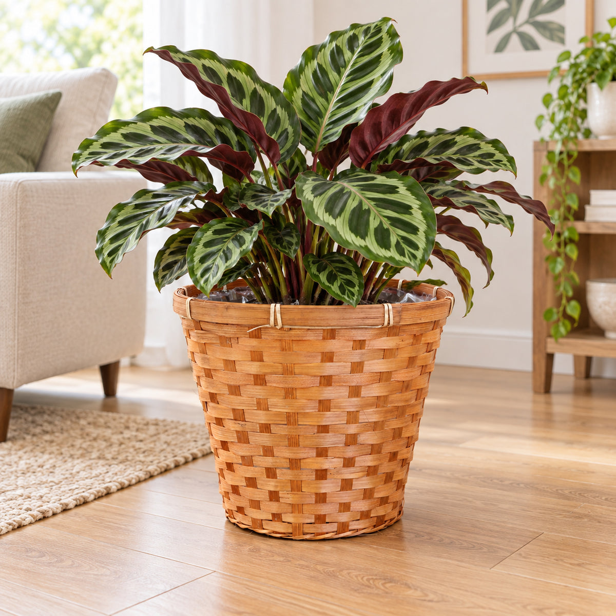 Bamboo Planter Basket with Liner – Fits 8"/10"/12" Pots