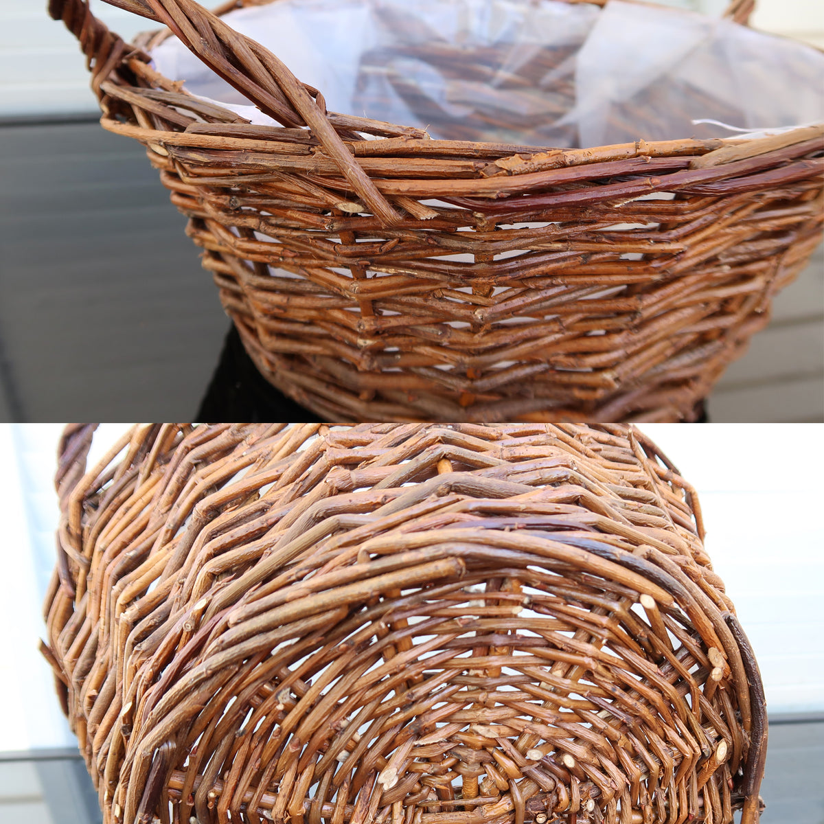 Wholesale Willow Planter Basket with Side Handles & Plastic Liner – Natural Brown