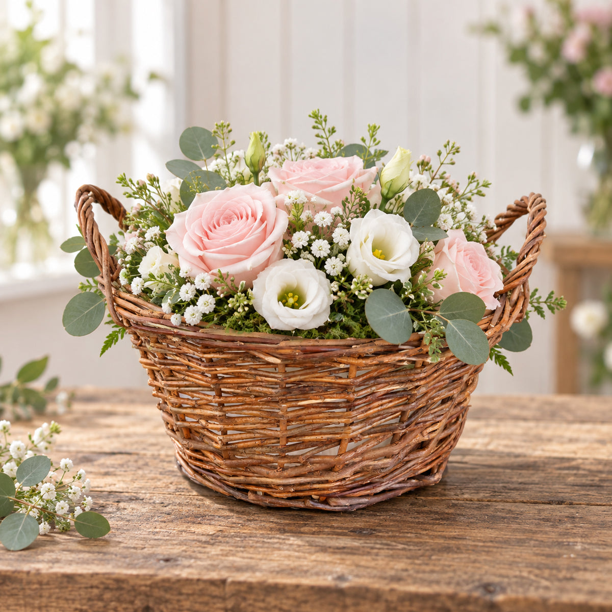 Wholesale Willow Planter Basket with Side Handles & Plastic Liner – Natural Brown