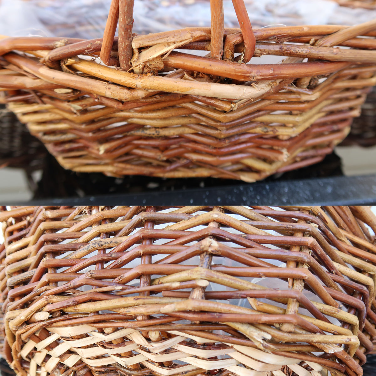 Oval Willow Basket Set with Handles – 3 Sizes, Natural Brown