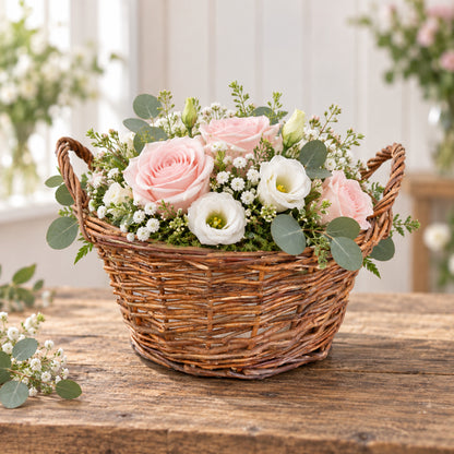 Wholesale Willow Planter Basket with Side Handles & Plastic Liner – Natural Brown